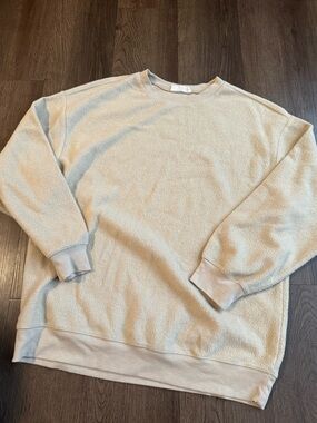 Double Zero Men's Crewneck Sherpa Sweatshirt - Beige Cream